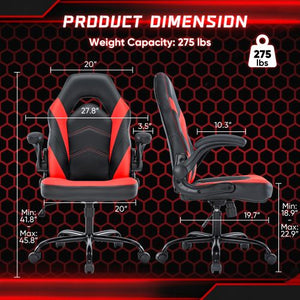 Ergonomic Office Computer Home Gaming Desk Chair Adjustable PU Leather Racing Chair Flip - up Armrest For Christmas Furniture