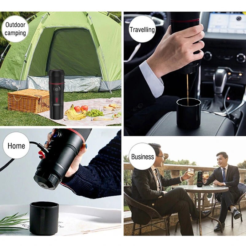 [EU/US/AE Direct] HiBREW H4 Multifunctional Portable Coffee Machine Adapter & Storage Bag & Foldable Holder Compatible with NS Capsules DG Capsules & Ground Coffee for Outdoor Activities - Asmota