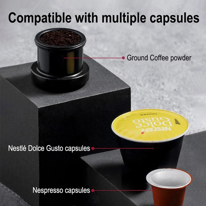 [EU/US/AE Direct] HiBREW H4 Multifunctional Portable Coffee Machine Adapter & Storage Bag & Foldable Holder Compatible with NS Capsules DG Capsules & Ground Coffee for Outdoor Activities - Asmota