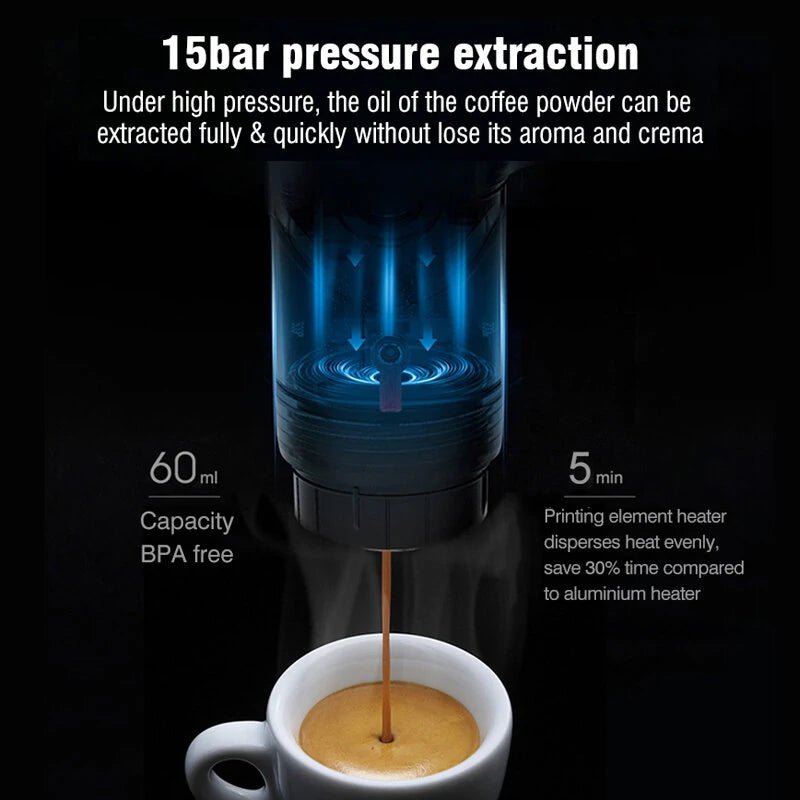 [EU/US/AE Direct] HiBREW H4 Multifunctional Portable Coffee Machine Adapter & Storage Bag & Foldable Holder Compatible with NS Capsules DG Capsules & Ground Coffee for Outdoor Activities - Asmota