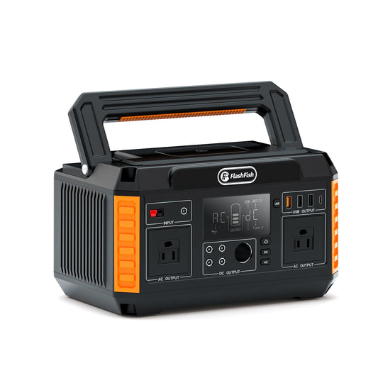 Flashfish 560W Portable Power Station; 520Wh/140400mAh Solar Generator Backup Power with 2x110V/560W AC Outlets; 5xDC Output and 4xUSB Outputs; Lithium Battery pack Lithium Battery Pack