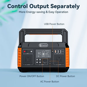 Flashfish 560W Portable Power Station; 520Wh/140400mAh Solar Generator Backup Power with 2x110V/560W AC Outlets; 5xDC Output and 4xUSB Outputs; Lithium Battery pack Lithium Battery Pack