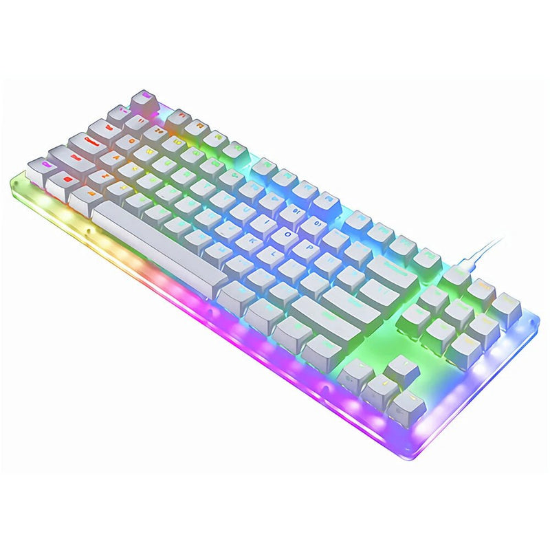 GAMAKAY K87 Mechanical Keyboard 87 Keys Hot Swappable Type - C Wired USB 3.1 NKRO Translucent Glass Base Gateron Switch ABS Two - color Keycap RGB Gaming Keyboard - Asmota
