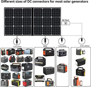 GOFORT 100W 18V Portable Solar Panel; Foldable Solar Charger with 5V USB; QC 3.0; DC Output; Compatible with Solar Generator Power Station Phones Laptops Tablet for Outdoor Camping RV