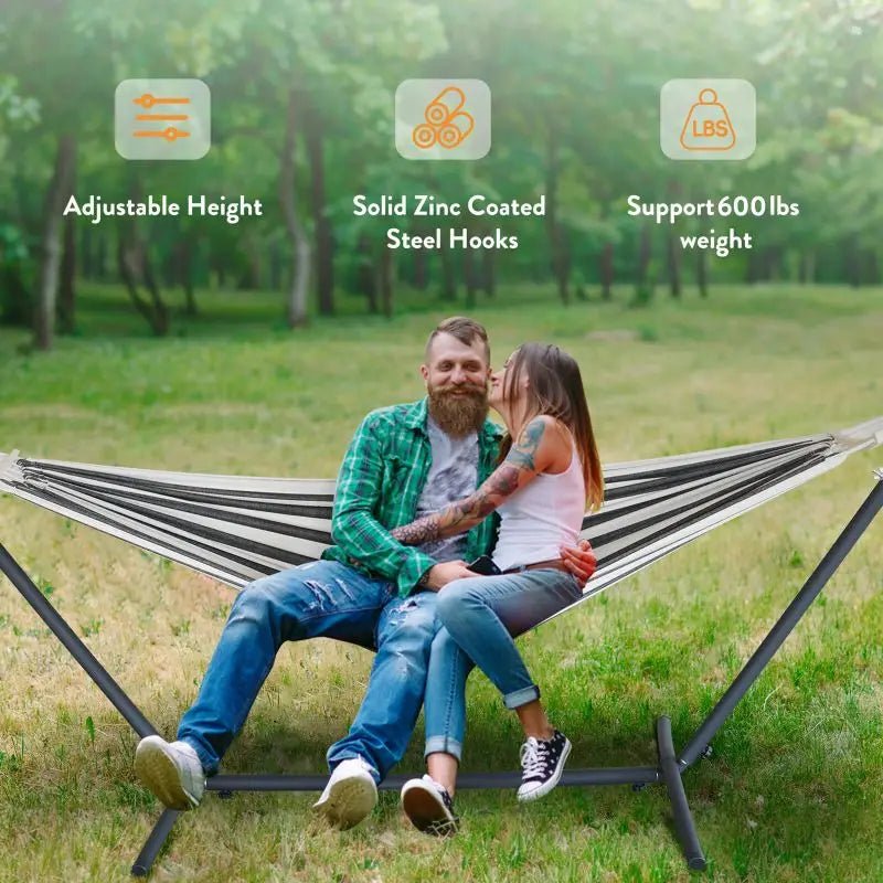 Gyroor Hammock with Adjustable Stand - Stylish Hammock Bed w/Storage Bag, 600lb Capacity - Asmota