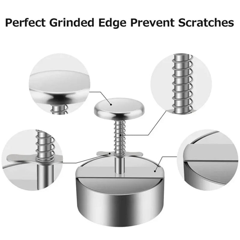 Hamburger Patty Maker Press 304 Stainless Steel Non - Stick Round Manual Rice Ball Mold Thickness Adjusted Kitchen Beef BBQ Tools - Asmota