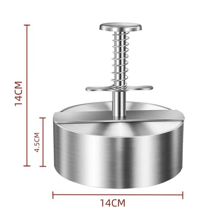 Hamburger Patty Maker Press 304 Stainless Steel Non - Stick Round Manual Rice Ball Mold Thickness Adjusted Kitchen Beef BBQ Tools - Asmota