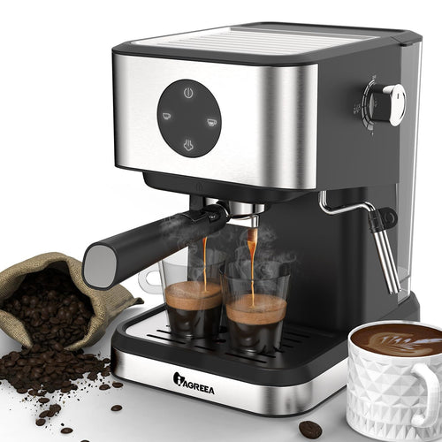 IAGREEA Espresso Coffee Machine 20 Bar High Pressure Extraction, Cafeteras Electricas Modernas With Led Display, 50 OZ Detachable Tank For Barista And Home Lattes And Cappuccinos