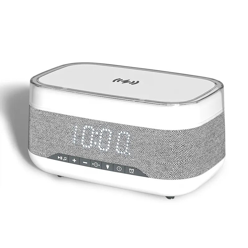 Intelligent Multifunctional Alarm Clock Bluetooth Speaker Wireless Charger Fast Charge Clock Atmosphere Night Light Home Decor - Asmota