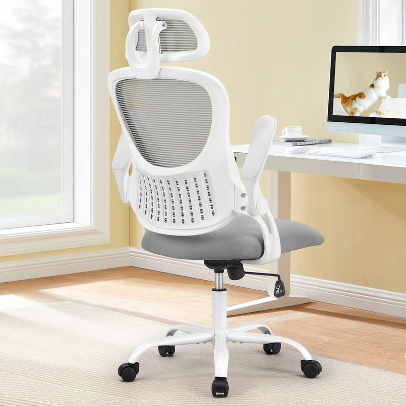 JHK Mesh Ergonomic Office Computer Desk Chair Flip - up Arms Adjustable Headrests Comfortable Lumbar Support For Home Office - Asmota
