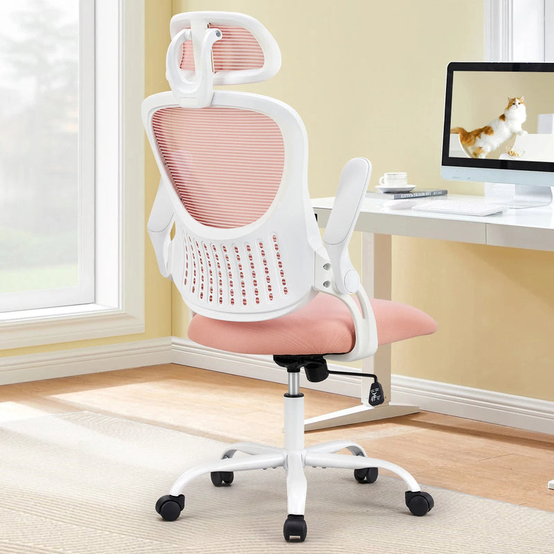 JHK Mesh Ergonomic Office Computer Desk Chair Flip - up Arms Adjustable Headrests Comfortable Lumbar Support For Home Office - Asmota