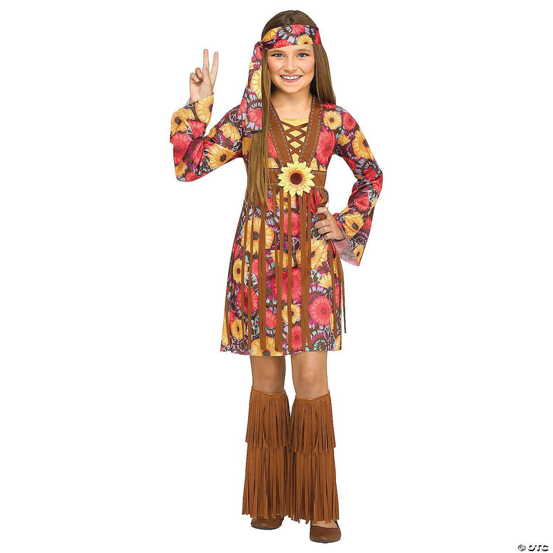 Kids Flower Power Hippie Costume Child Large 1214 - Asmota
