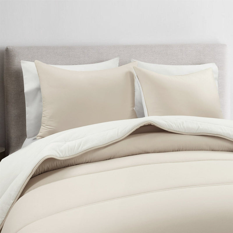 King/Cal King Soft Lightweight Reversible Quilted Comforter Set in White/Beige - Asmota
