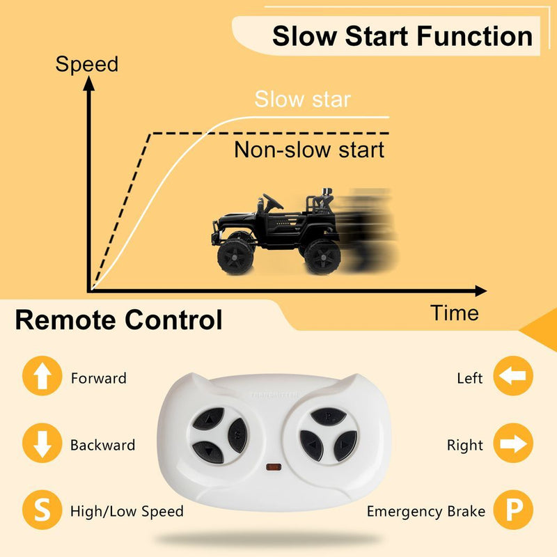 LEADZM Dual Drive 12V 4.5A.h with 2.4G Remote Control Jeep Black - Asmota