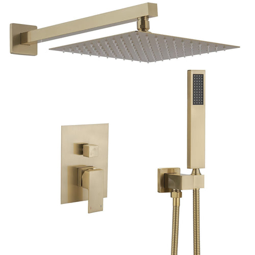 Luxurious Single Handle 2 - Spray 10 in. Wall Mount Square Shower Head with Hand Shower Faucet