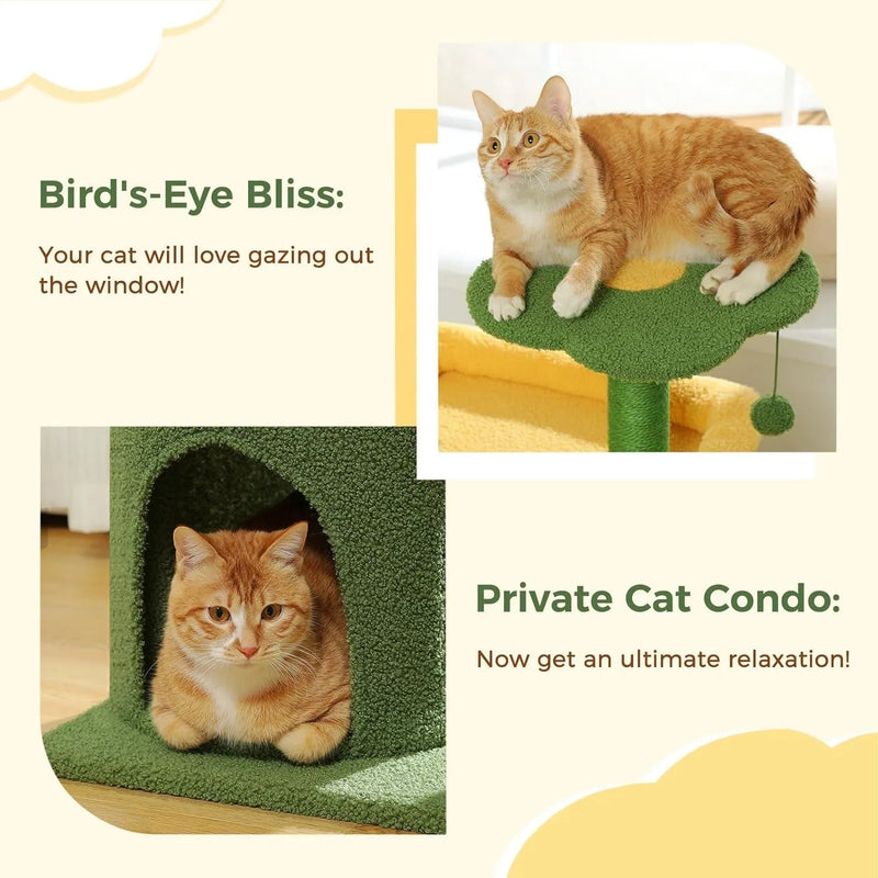 Made4Pets Cat Tree, 37" Multi - Level Indoor Cat Tree With Perch & Ball & Scratching Posts Cat Tower, Green, 3 - 7days delivery - Asmota