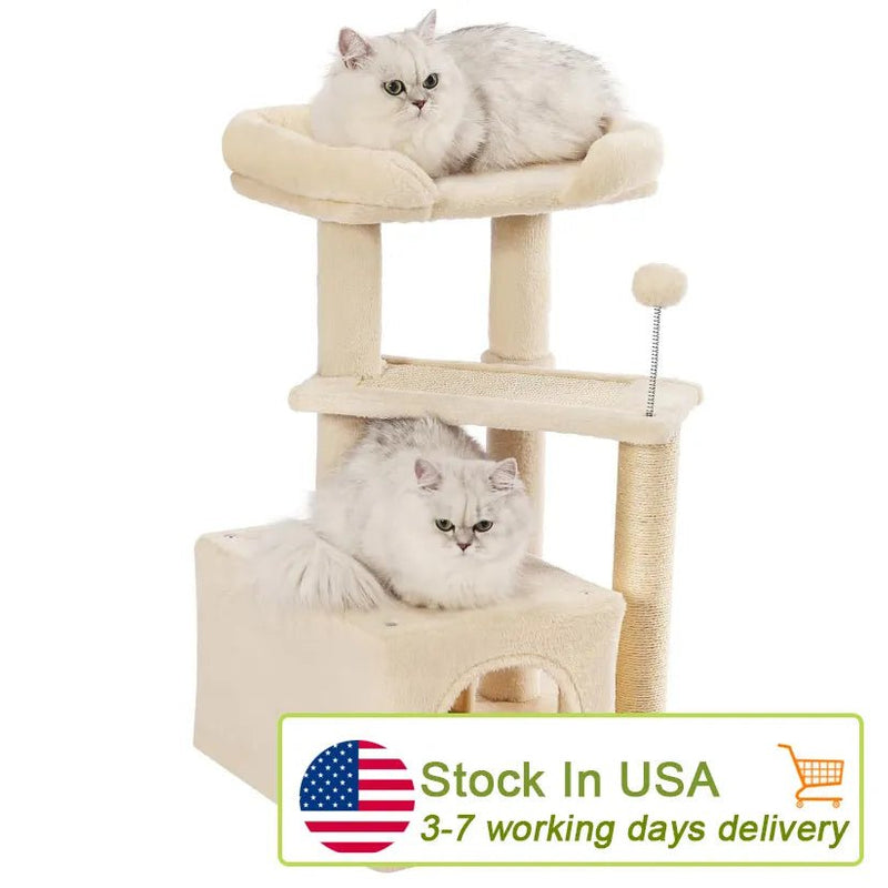 Made4Pets Cat Tree, Cat Tower Indoors Cute Wood Kitty Condo with Scratching Post Pad, 29