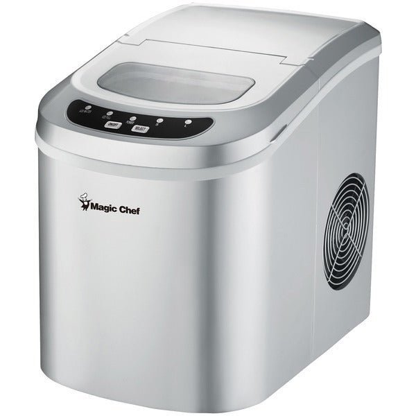 Magic Chef MCIM22SV 27 - Pound - Capacity Portable Ice Maker (Silver with Silver Top) - Asmota