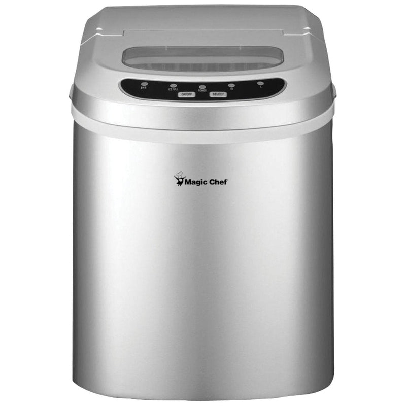 Magic Chef MCIM22SV 27 - Pound - Capacity Portable Ice Maker (Silver with Silver Top) - Asmota