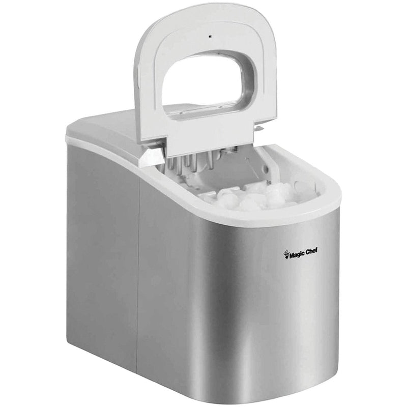 Magic Chef MCIM22SV 27 - Pound - Capacity Portable Ice Maker (Silver with Silver Top) - Asmota