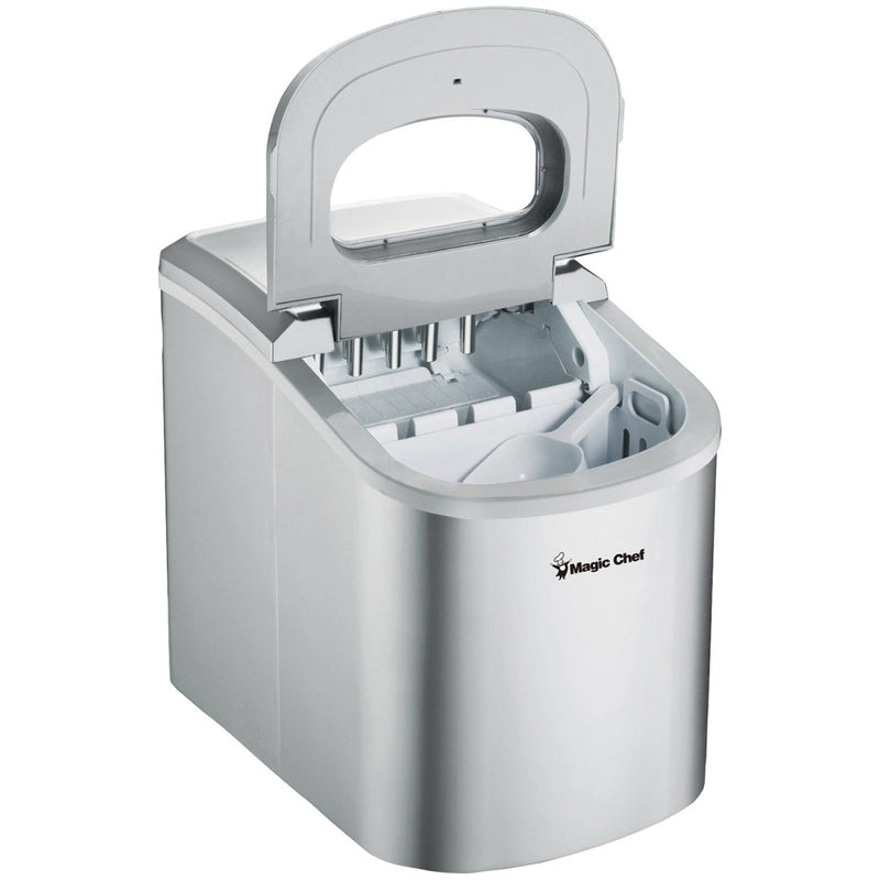 Magic Chef MCIM22SV 27 - Pound - Capacity Portable Ice Maker (Silver with Silver Top) - Asmota