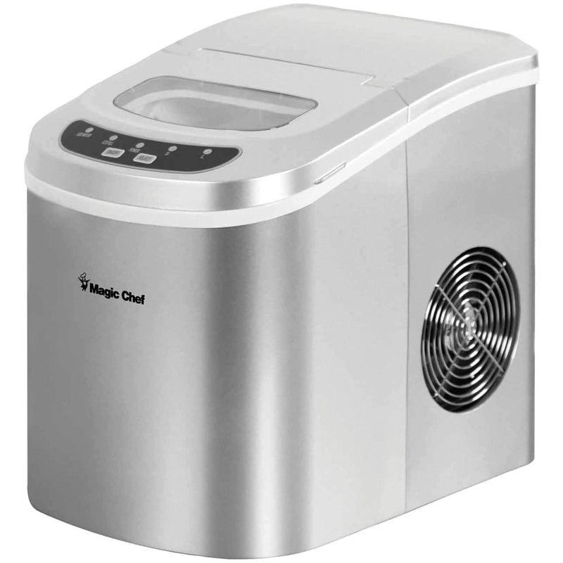 Magic Chef MCIM22SV 27 - Pound - Capacity Portable Ice Maker (Silver with Silver Top) - Asmota