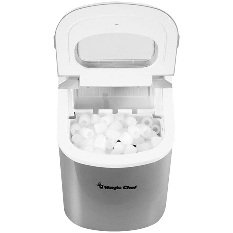 Magic Chef MCIM22SV 27 - Pound - Capacity Portable Ice Maker (Silver with Silver Top) - Asmota
