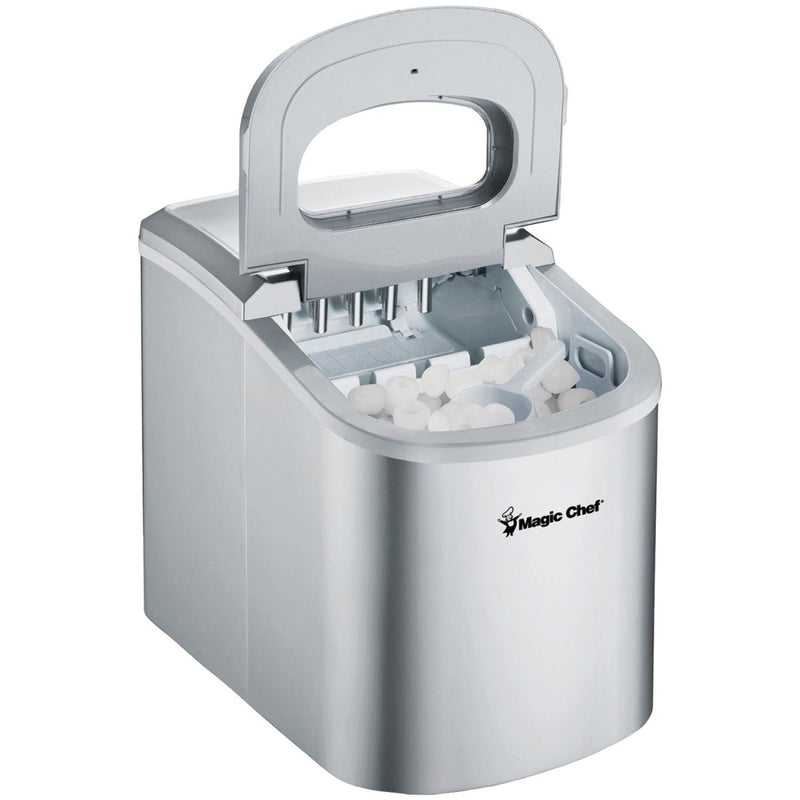 Magic Chef MCIM22SV 27 - Pound - Capacity Portable Ice Maker (Silver with Silver Top) - Asmota
