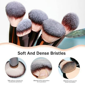 Makeup Brushes, Complete Premium Synthetic Makeup Brush Set with Professional Foundation Brushes Powder Concealers Eye shadows Blush Makeup Brush for Perfect Makeup (Champagne Gold)