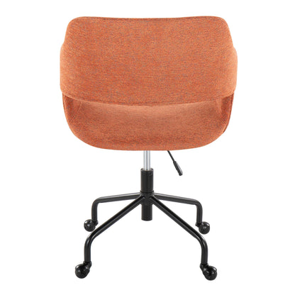 Margarite Contemporary Adjustable Office Chair in Black Metal and Orange Fabric by LumiSource