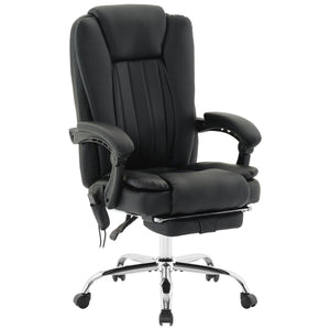 Massage Office Chair with Heat and 6 Vibration Points,Executive Office Chair with Foot Rest and Padded Armrests,Reclining Backrest and Wheels
