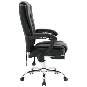 Massage Office Chair with Heat and 6 Vibration Points,Executive Office Chair with Foot Rest and Padded Armrests,Reclining Backrest and Wheels