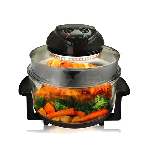 MegaChef Multipurpose Countertop Halogen Oven Air Fryer/Rotisserie/Roaster in Black - Asmota