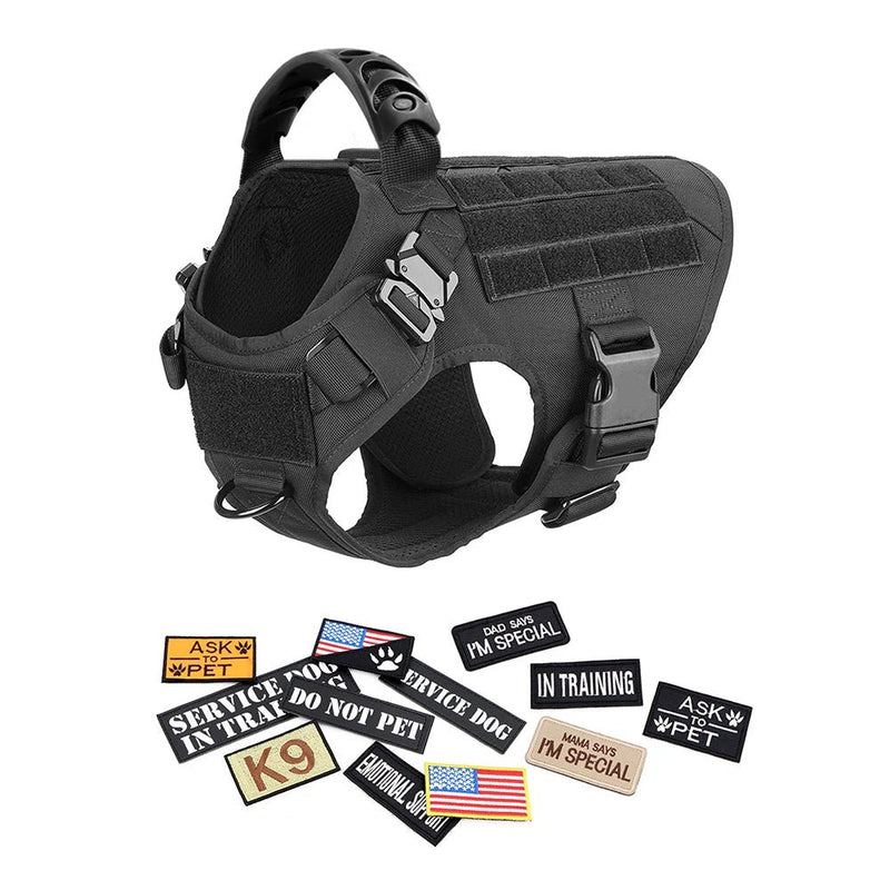 Military Large Dog Harness Collar Leash Bags Patches Set Pet Malinois Training Vests Tactical Dogs Harnesses Accessories - Asmota