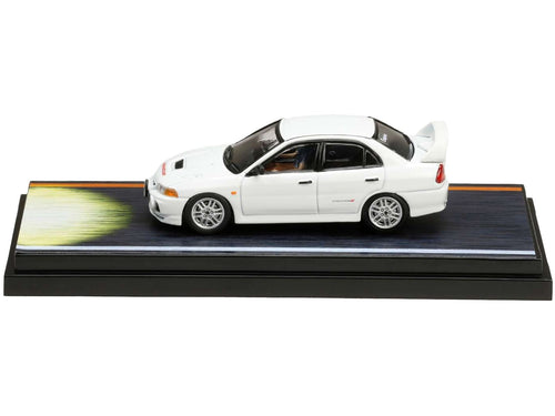 Mitsubishi Lancer RS Evolution IV RHD (Right Hand Drive) White "Monstar" with Seiji Iwaki Driver Figure "Initial D" (1995 - 2013) Manga 1/64 Diecast Model Car by Hobby Japan