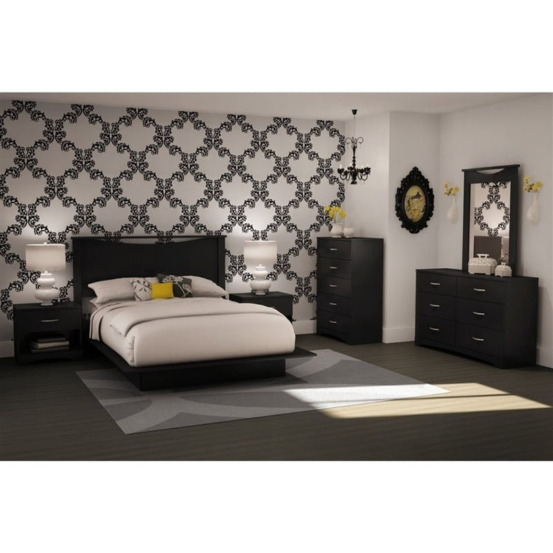 Modern 5 - Drawer Chest in Black Finish - Asmota