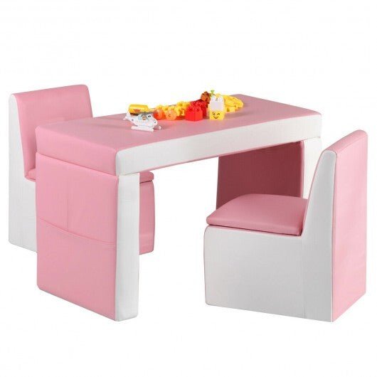 Multi - functional Kids Sofa Table Chair Set - Pink - Color: Pink - Asmota