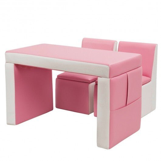 Multi - functional Kids Sofa Table Chair Set - Pink - Color: Pink - Asmota