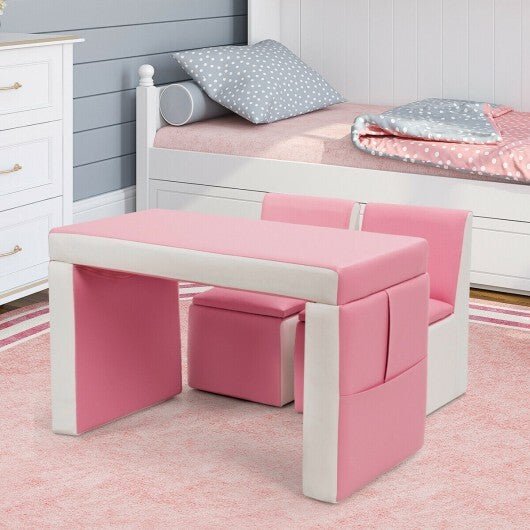 Multi - functional Kids Sofa Table Chair Set - Pink - Color: Pink - Asmota