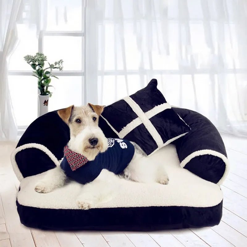 New Four Seasons Pet Sofa Beds With Pillow Detachable Wash Soft Fleece Cat Warm Chihuahua Small Dog Bed - Asmota