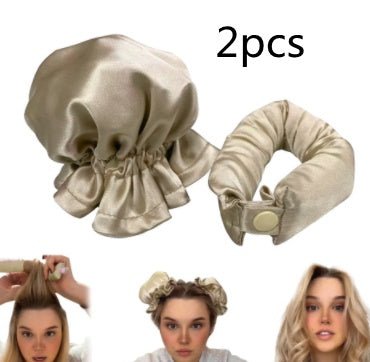 New Heatless Curl Stick With Cloth Cover Cute Ball Head Hair Curler Headband Hair Rollers Wave Form Curling Rod Hair Style Tools Gadgets - Asmota