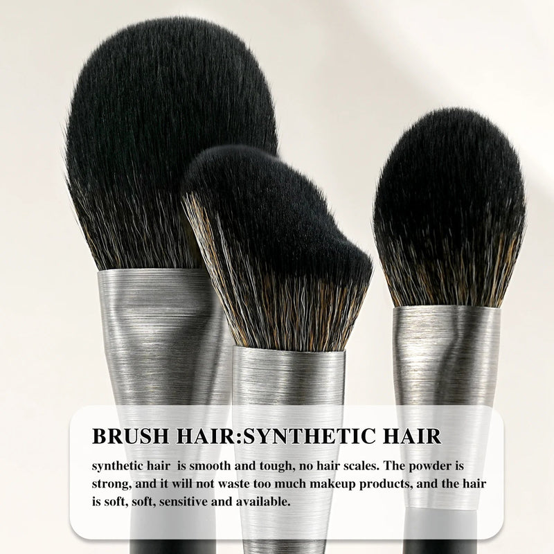 New Trending Brushed Metal Tube Premium Synthetic Hair Makeup Brushes Multi - Functional 10pcs Custom Logo Makeup Brushes Kit - Asmota