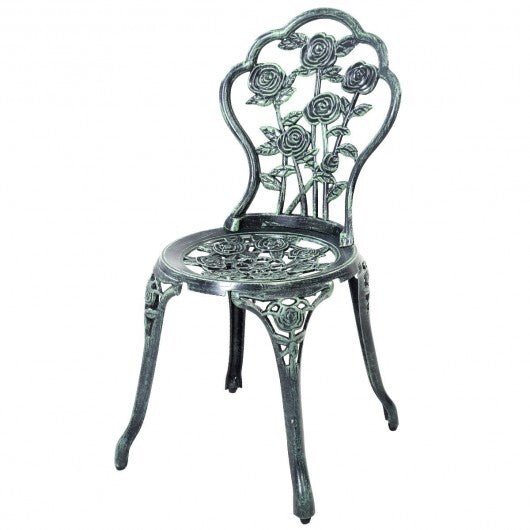 Outdoor Cast Aluminum Patio Furniture Set with Rose Design - Green - Color: Green - Asmota