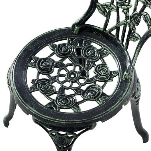 Outdoor Cast Aluminum Patio Furniture Set with Rose Design - Green - Color: Green - Asmota