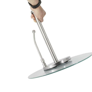 Paper Towel Holder Dispenser Standing with Weighted Base Spring Arm for Kitchen, Bathroom, Bedroom In Stainless Steel