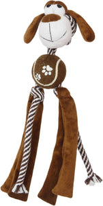 Pet Life 'Tennis Pawl' Rope Squeaker and Crinkle Tennis Dog Toy