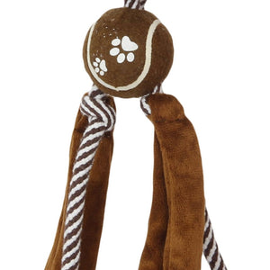 Pet Life 'Tennis Pawl' Rope Squeaker and Crinkle Tennis Dog Toy