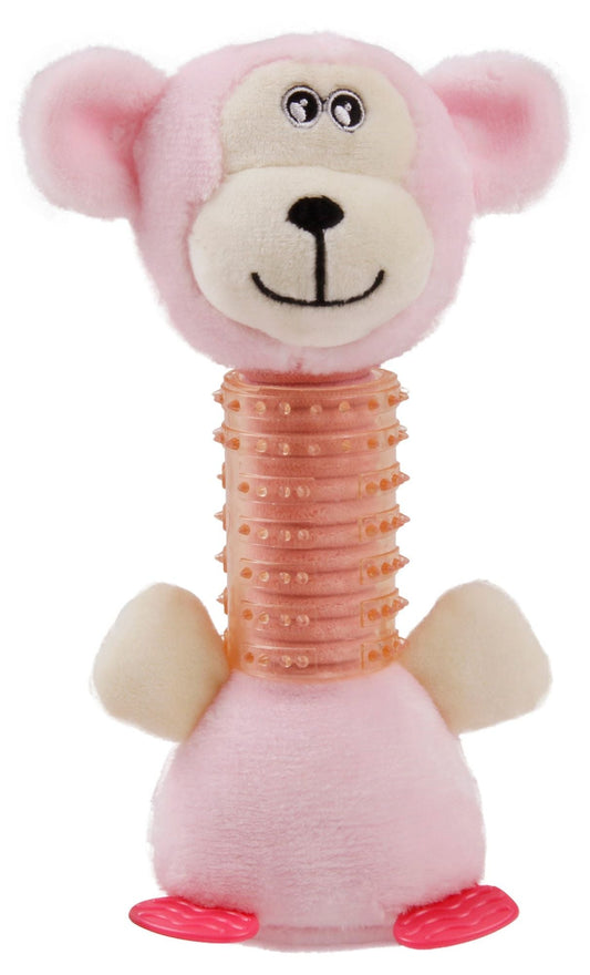 Pet Life Totty - Chew' Plush and Rubber Squeaking Newborn Teething Cat and Dog Toy