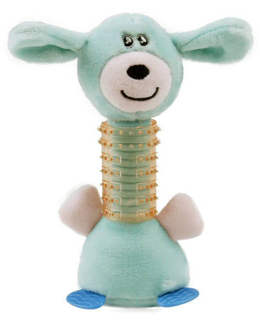 Pet Life Totty - Chew' Plush and Rubber Squeaking Newborn Teething Cat and Dog Toy
