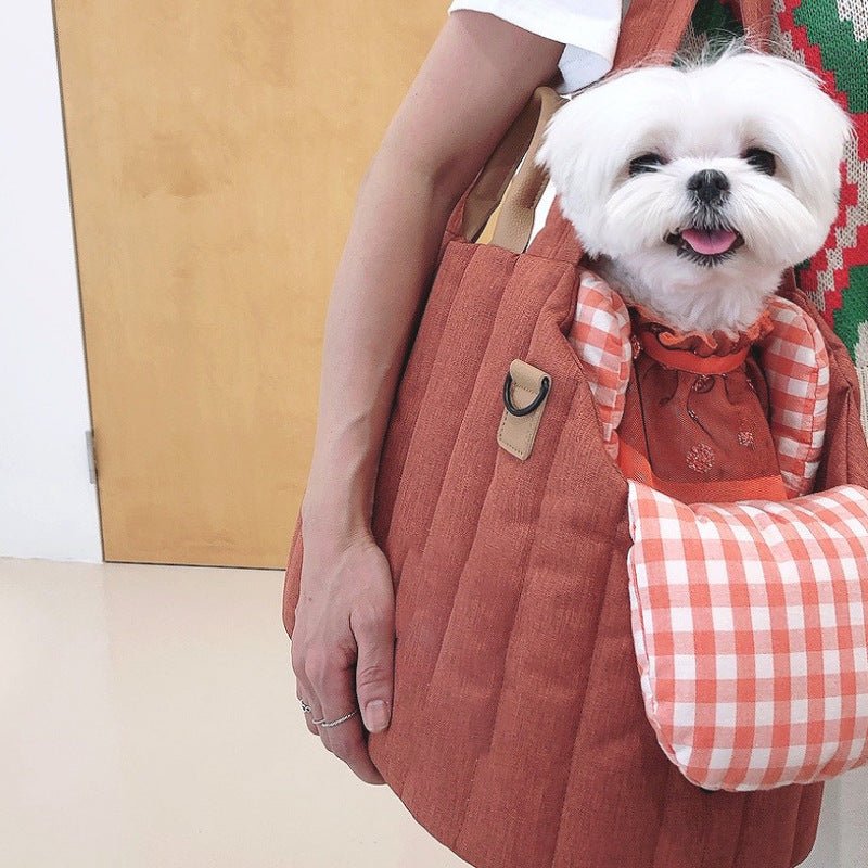 Portable Cotton Filling Pet Bag Large Capacity Breathable Shoulder Crossbody - Asmota